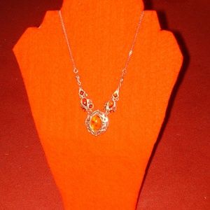 Vintage sterling silver & amber necklace